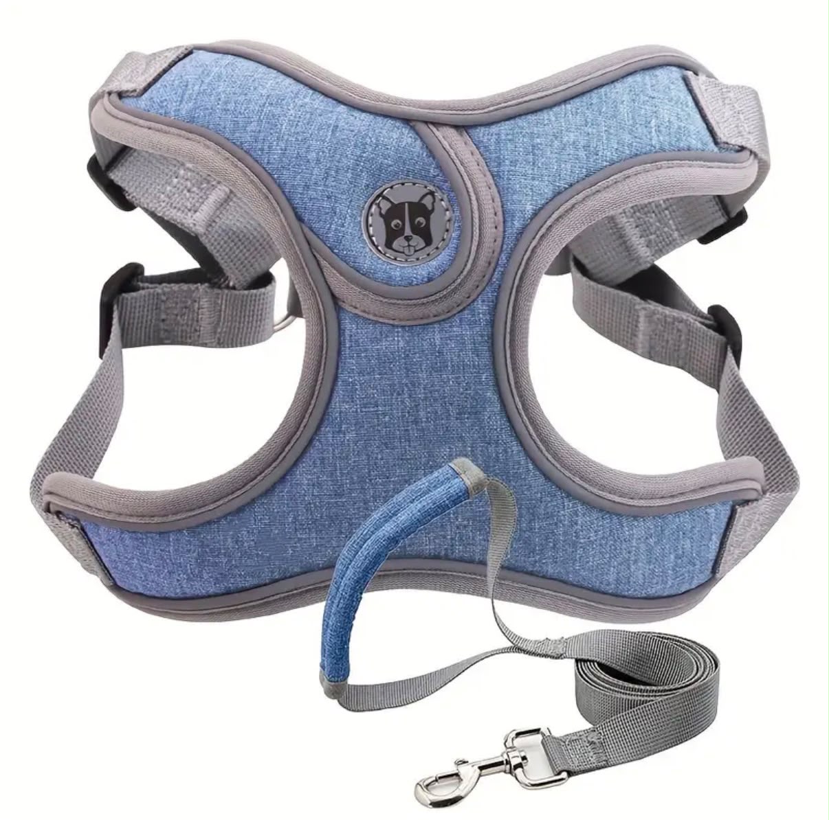 Padded Dog Harness & Leash Set - Grey lifestyle
