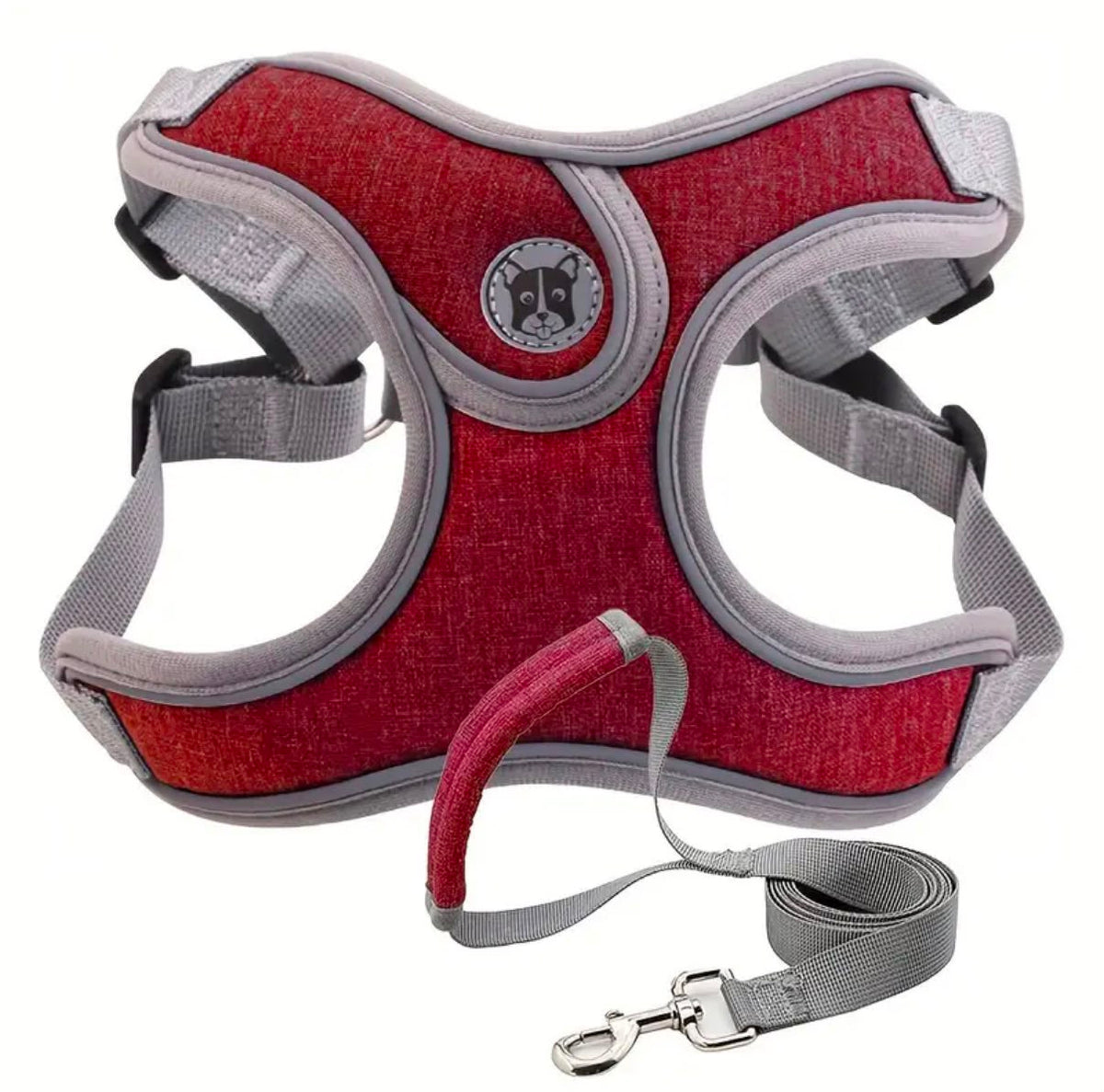 Padded Dog Harness & Leash Set - Red lifestyle