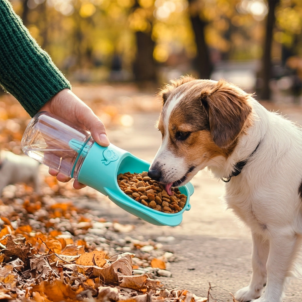 2-in-1 Pet Travel Water Bottle & Food Feeder