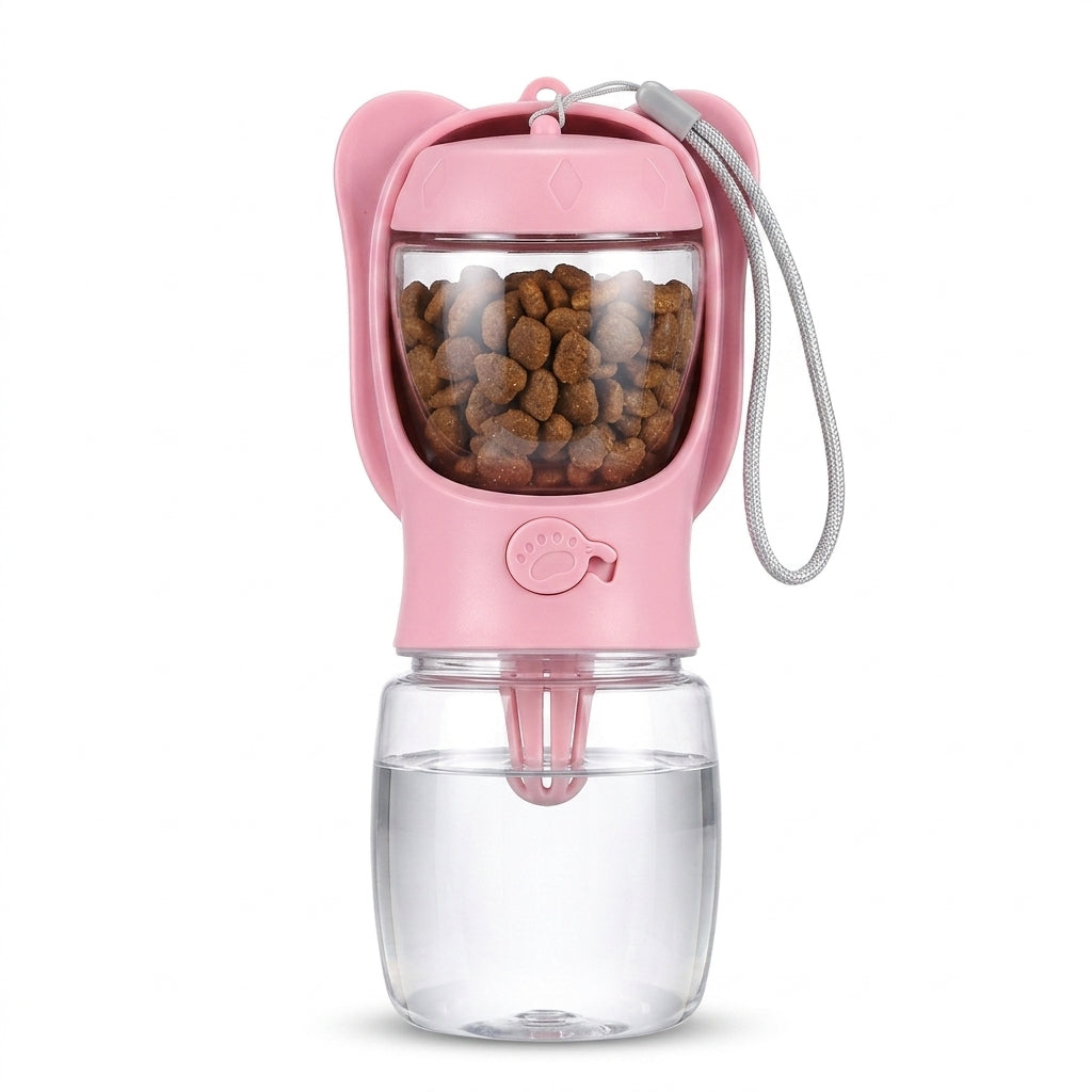 2-in-1 Pet Travel Water Bottle & Food Feeder