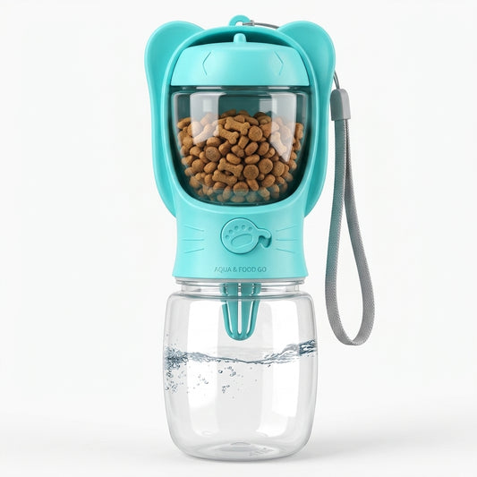 2-in-1 Pet Travel Water Bottle & Food Feeder