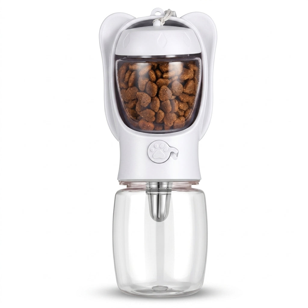 2-in-1 Pet Travel Water Bottle & Food Feeder